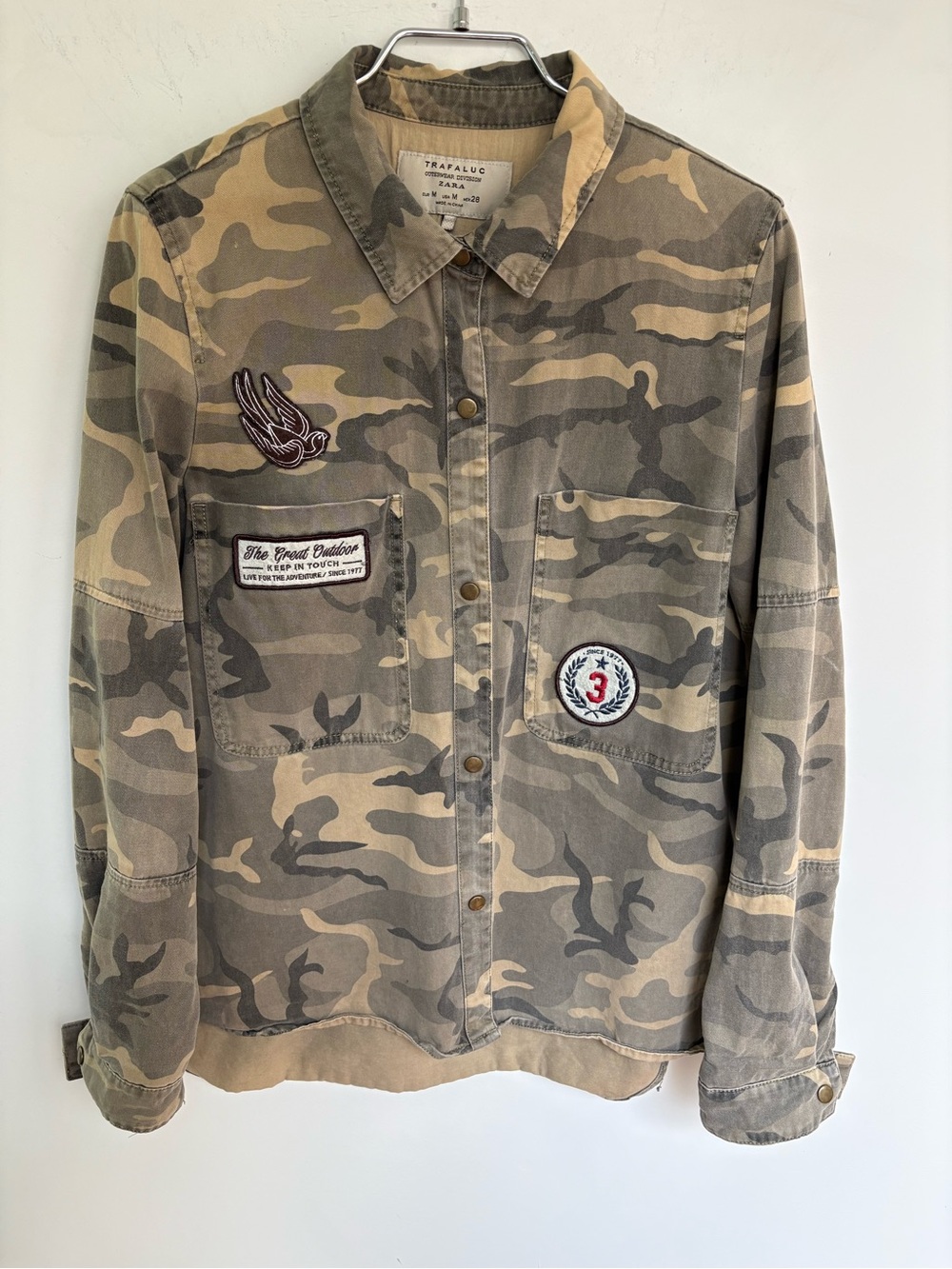 Zara Camo Denim Shirt with Patches size Medium